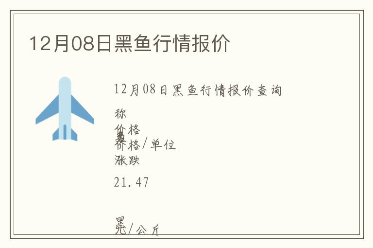 12月08日黑魚行情報價