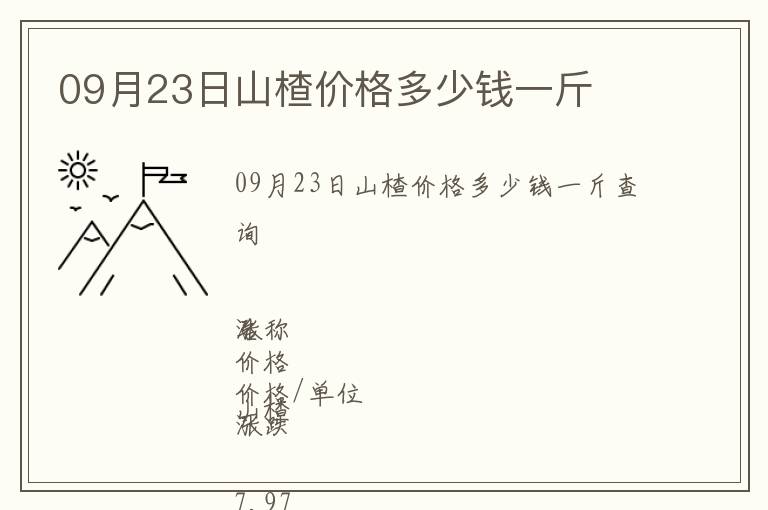 09月23日山楂價(jià)格多少錢一斤