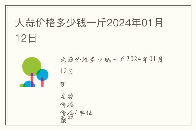 大蒜價格多少錢一斤2024年01月12日