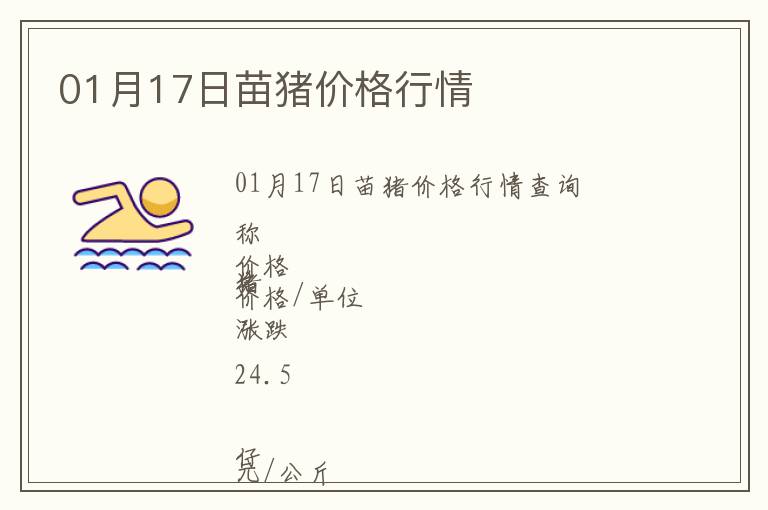01月17日苗豬價格行情