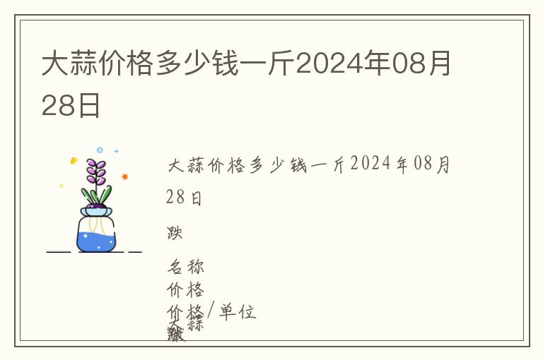 大蒜價(jià)格多少錢一斤2024年08月28日