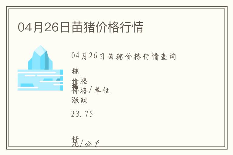 04月26日苗豬價(jià)格行情