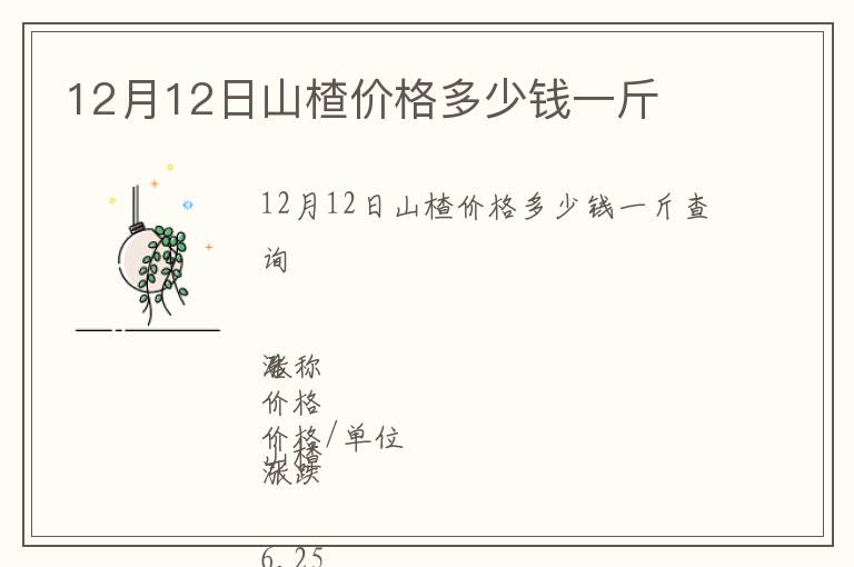 12月12日山楂價(jià)格多少錢一斤