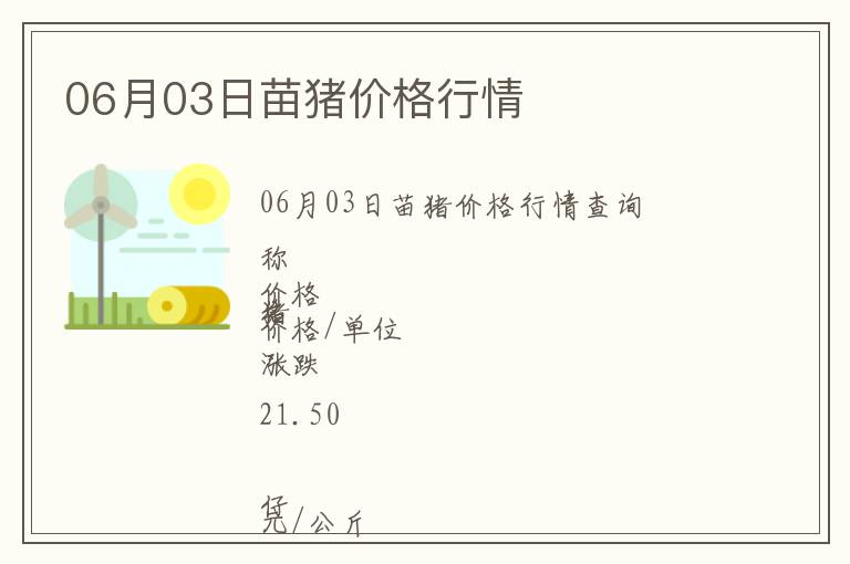 06月03日苗豬價格行情