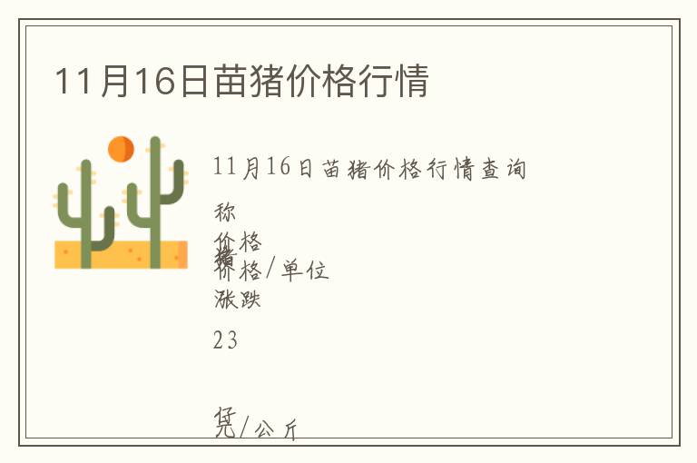 11月16日苗豬價(jià)格行情