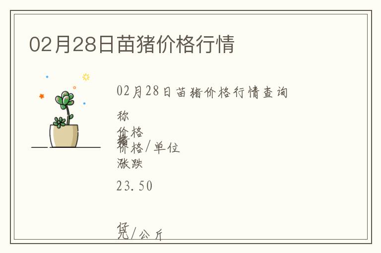 02月28日苗豬價格行情