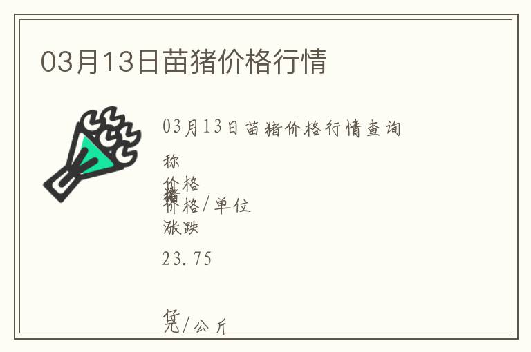 03月13日苗豬價(jià)格行情