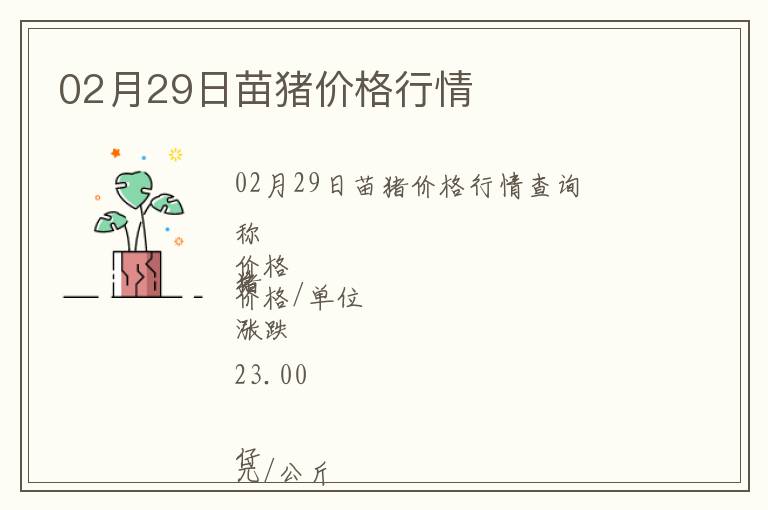 02月29日苗豬價格行情