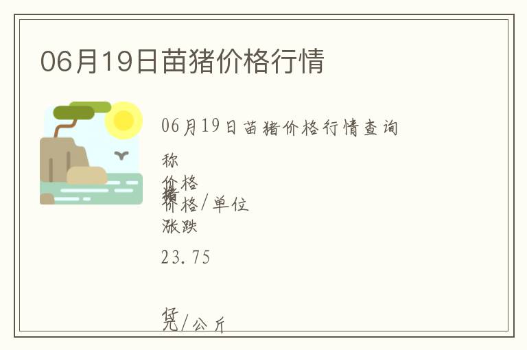 06月19日苗豬價格行情