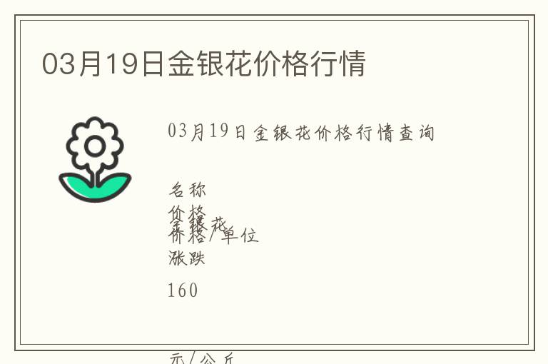 03月19日金銀花價格行情