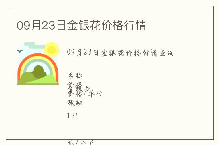 09月23日金銀花價格行情