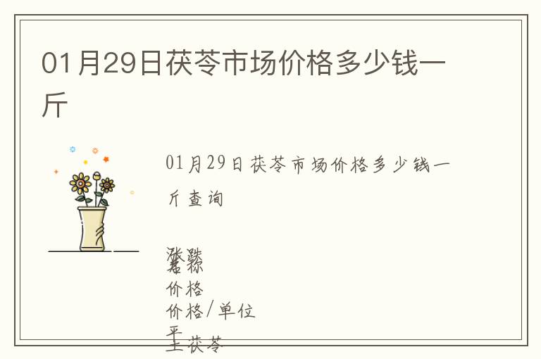01月29日茯苓市場(chǎng)價(jià)格多少錢一斤
