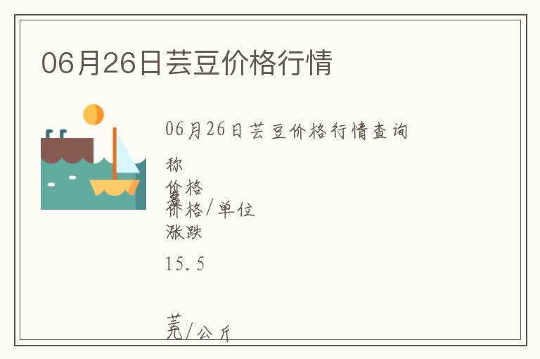 06月26日蕓豆價格行情