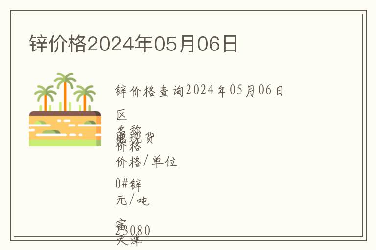 鋅價(jià)格2024年05月06日