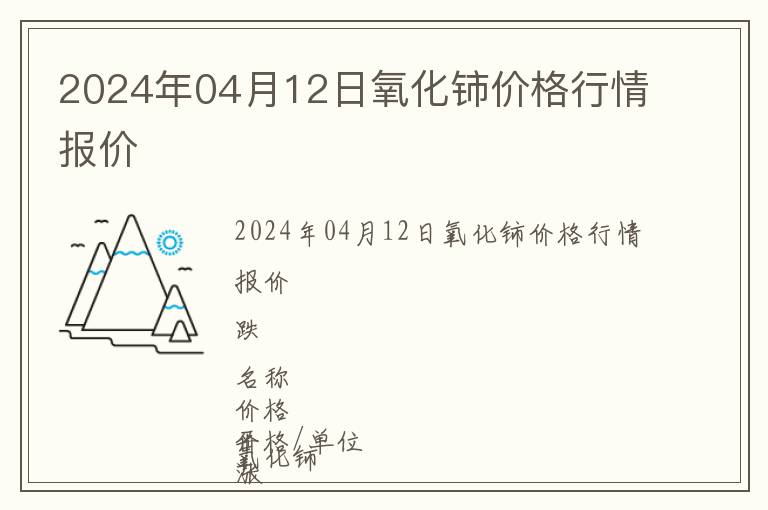 2024年04月12日氧化鈰價格行情報價