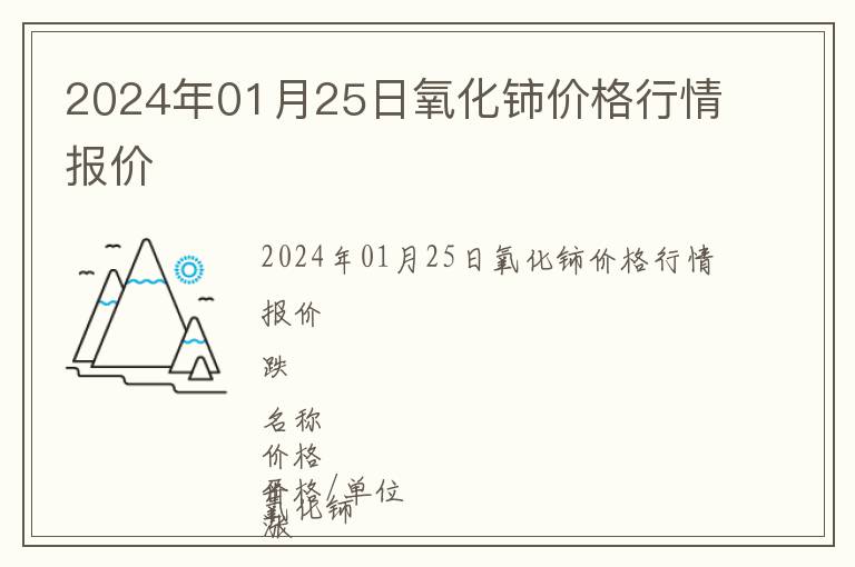 2024年01月25日氧化鈰價格行情報價