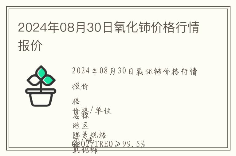 2024年08月30日氧化鈰價格行情報價
