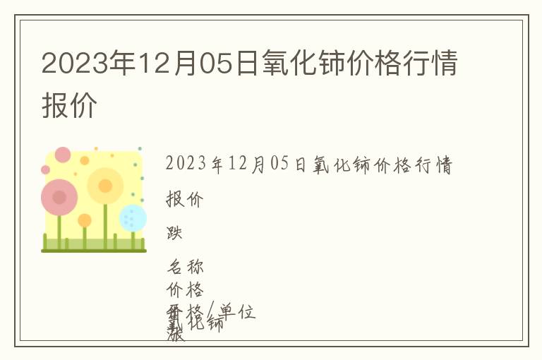 2023年12月05日氧化鈰價格行情報價