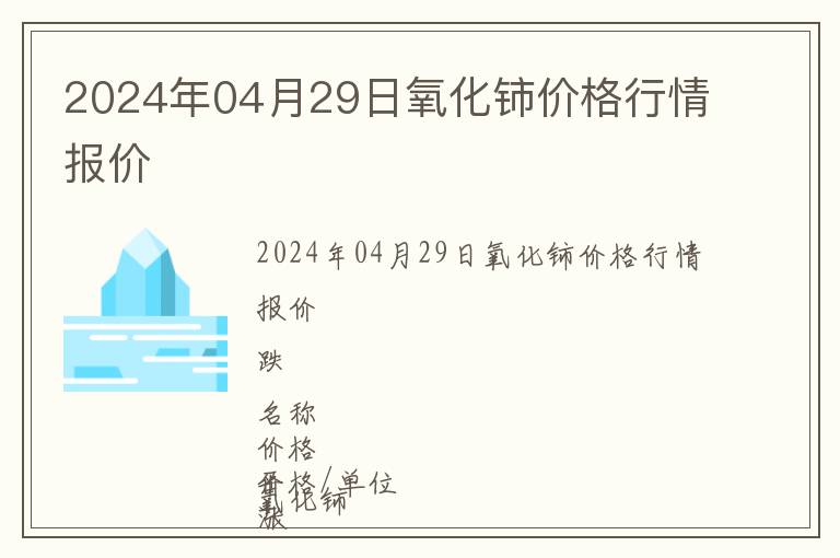 2024年04月29日氧化鈰價格行情報價