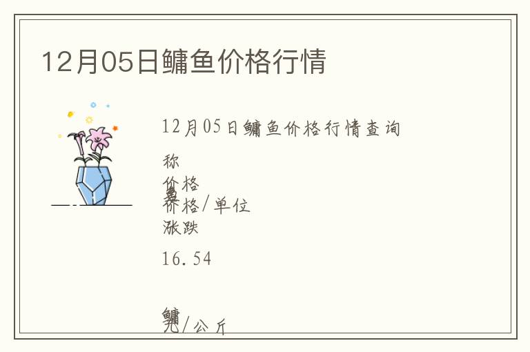 12月05日鳙魚價格行情