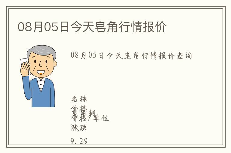 08月05日今天皂角行情報價