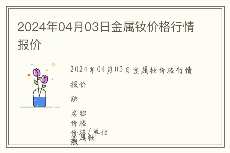 2024年04月03日金屬釹價格行情報價